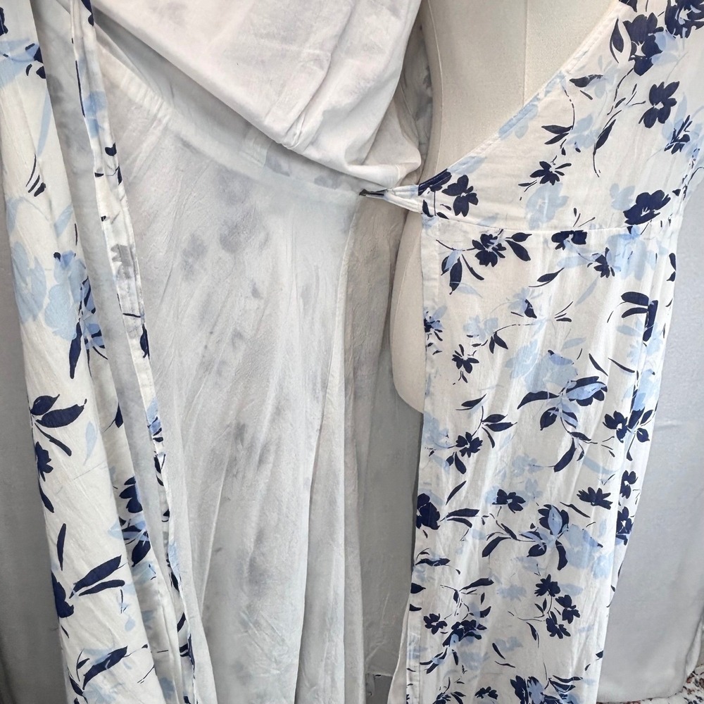 Polo Ralph Lauren Wrap Dress Floral Midi White Cotton Midi Cottagecore Preppy 10 - Picture 12 of 16
